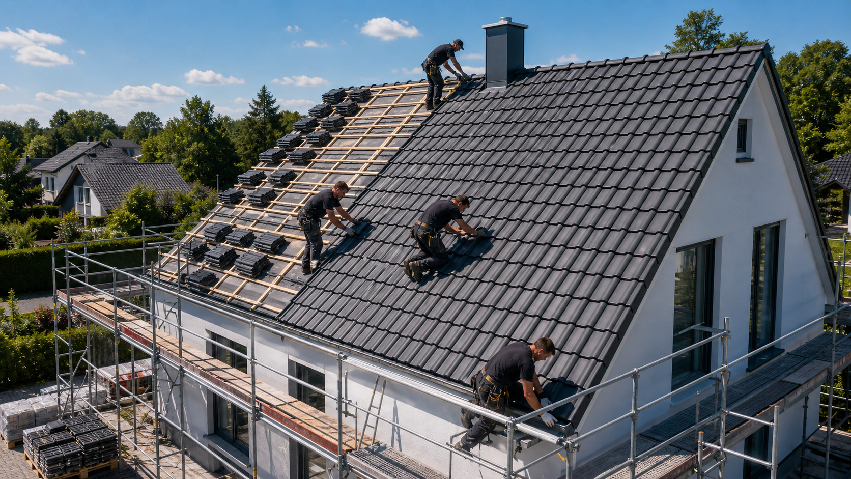 Betondachsteinverlegung – Firma Krause im Einsatz