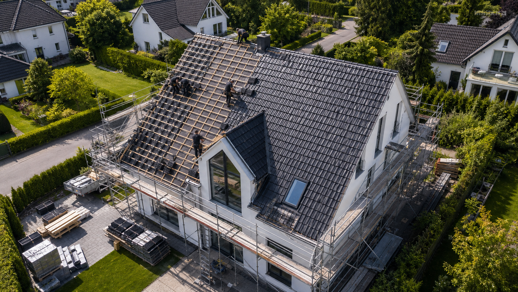 Fertiggestellte Ziegeldeckung – Detailaufnahme