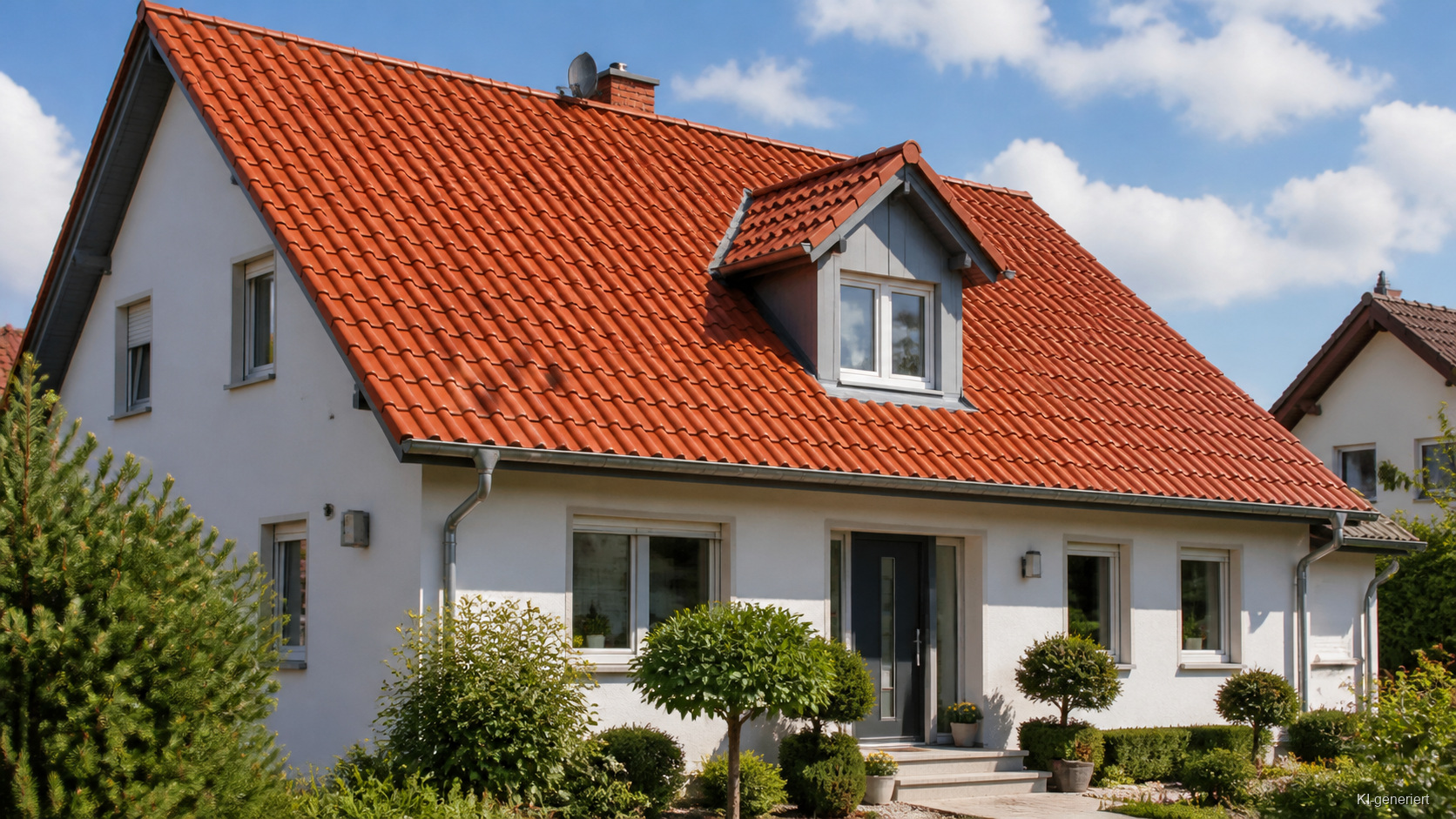 Wohnhaus mit gereinigter Dachfläche