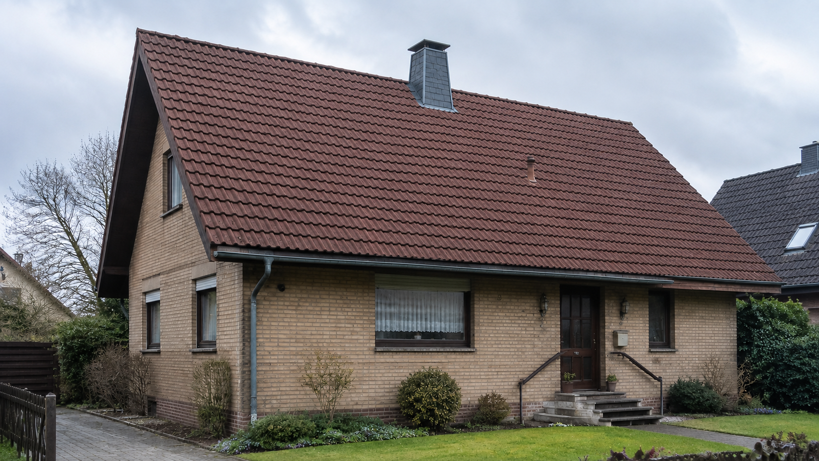 Gereinigtes und beschichtetes Ziegeldach nach der Behandlung
