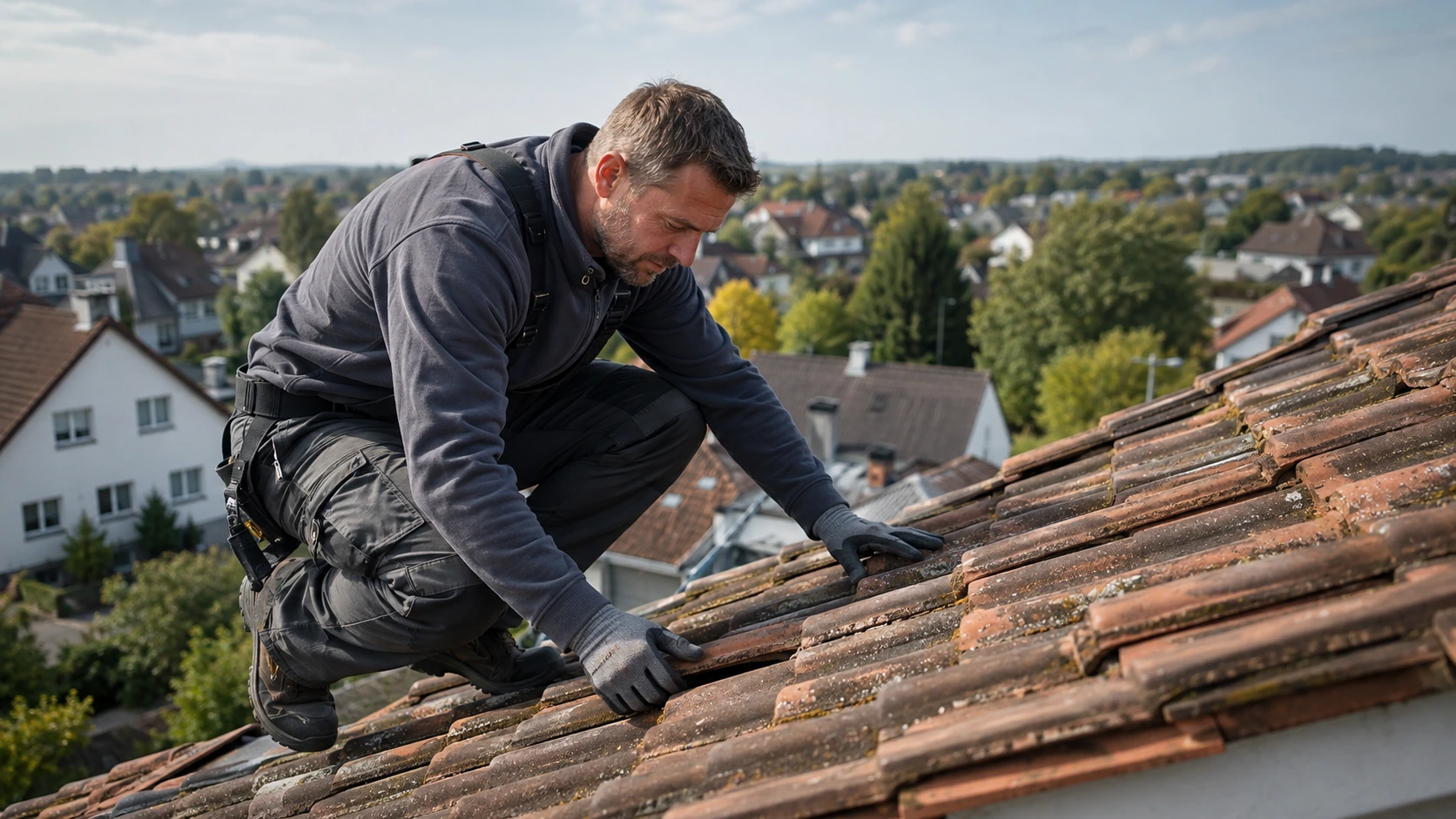 Dachfläche vor und nach der Behandlung im direkten Vergleich